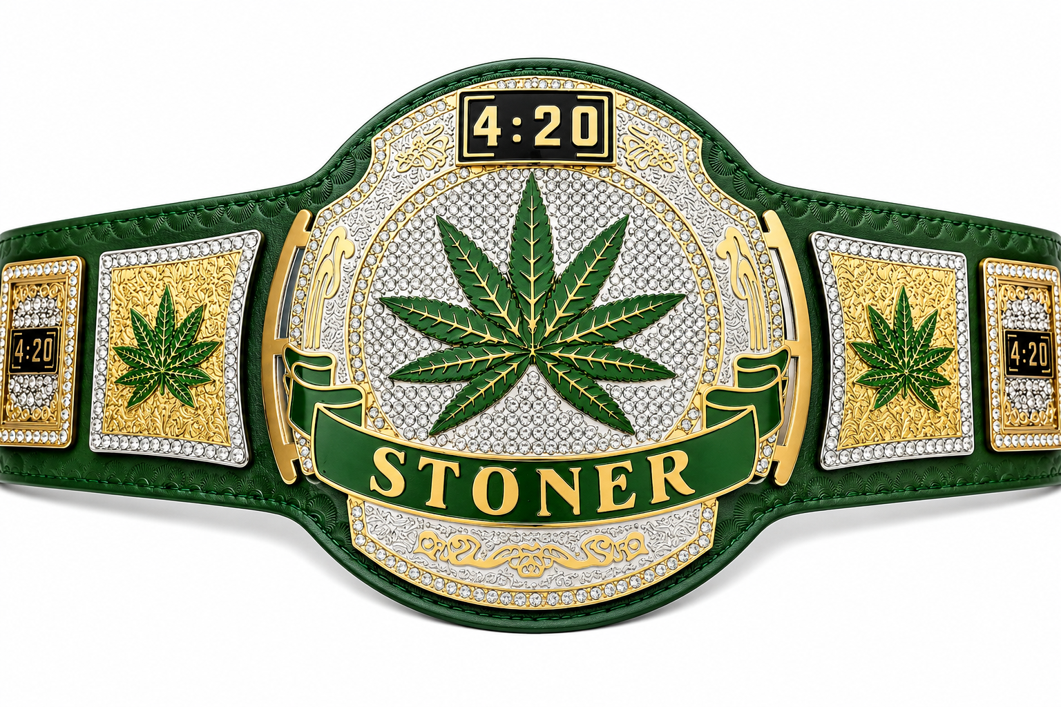 Smoker Stoner Weed 420 Heavyweight Wrestling Championship Replica Belt Brass
