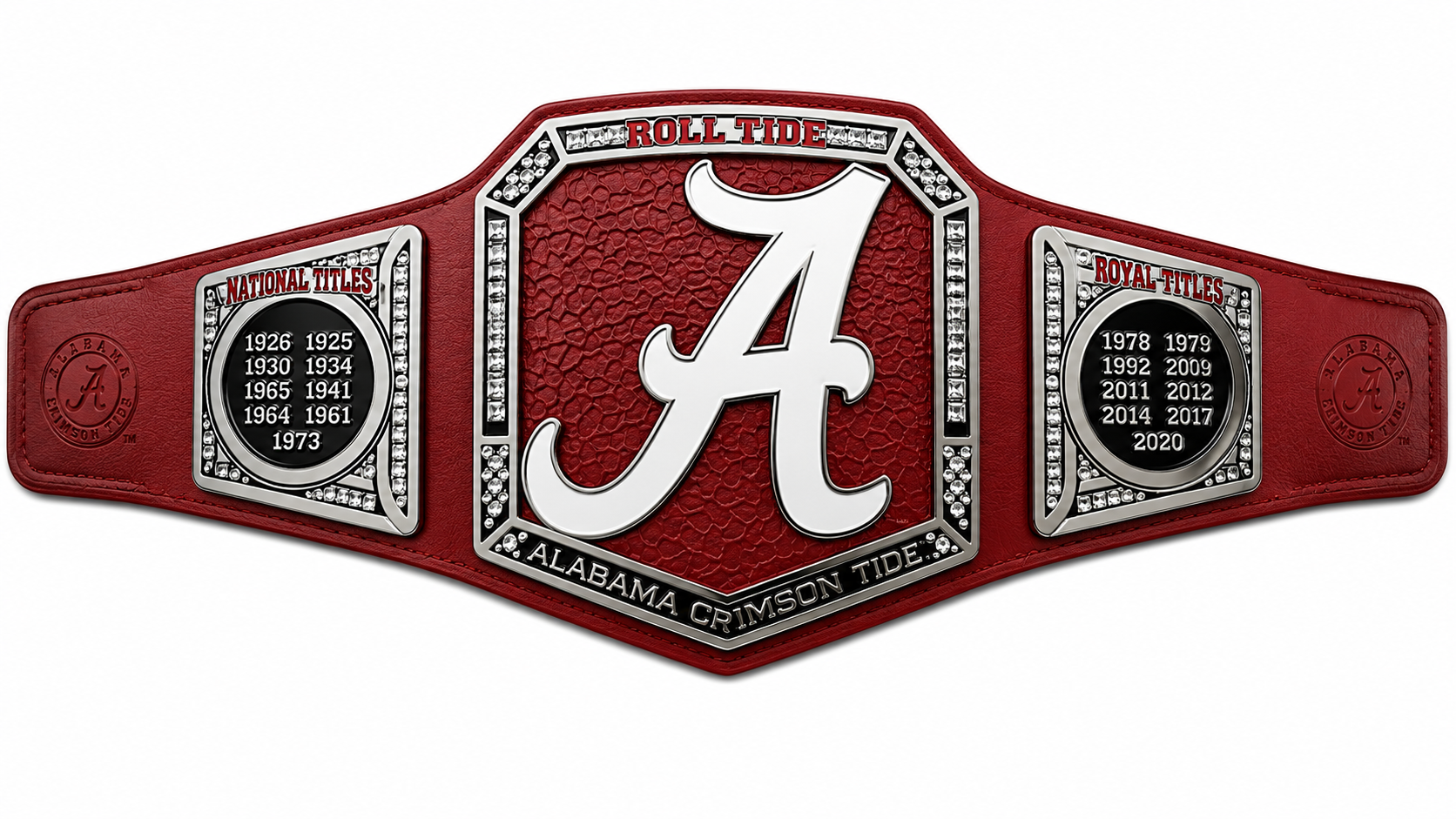 New Customise Albama Roll Tide Red Strap Championship Leather Belt Adult Size