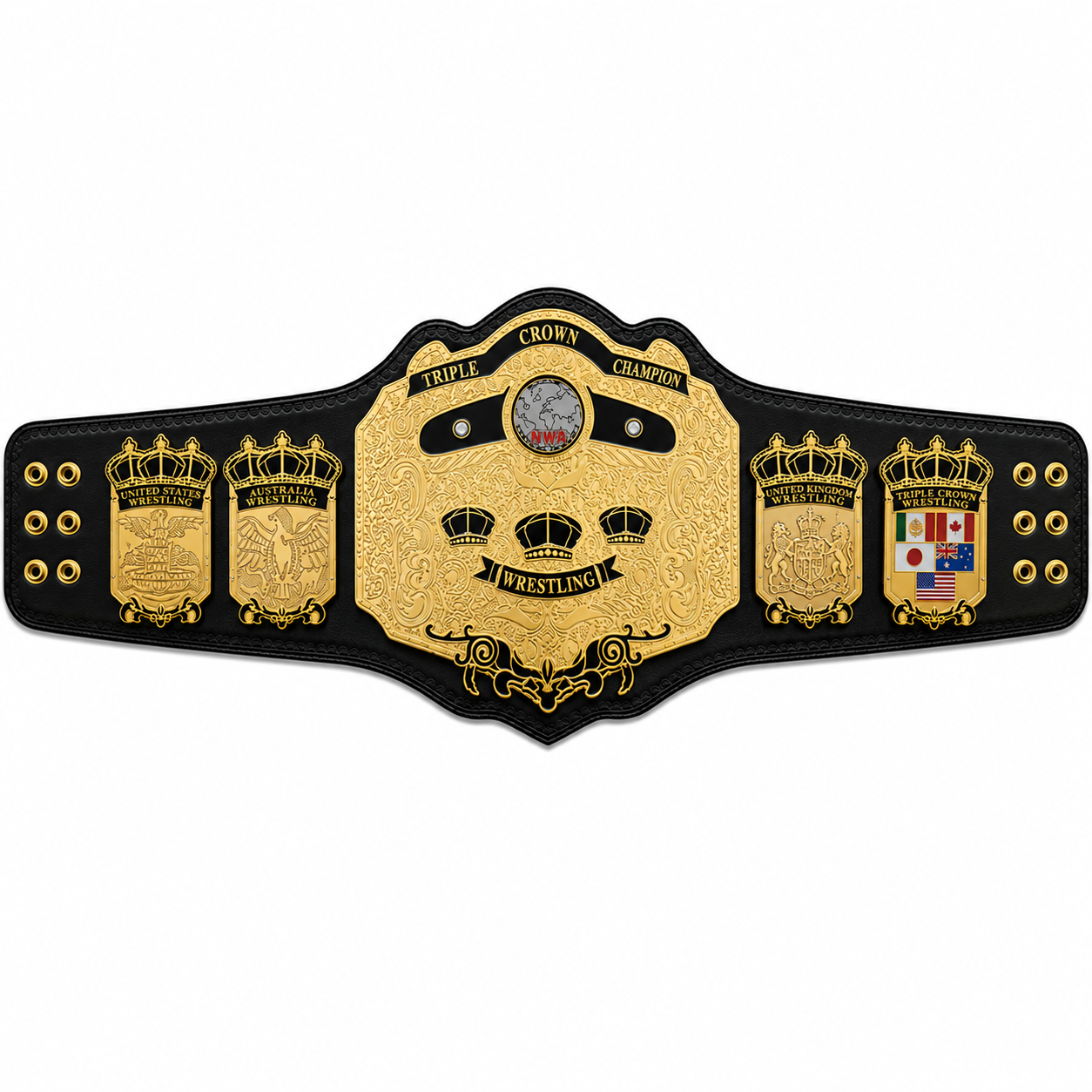 NWA OLD SCHOOL TRIPLE CROWN WRESTLING CHAMPIONSHIP BELT ADULT SIZE