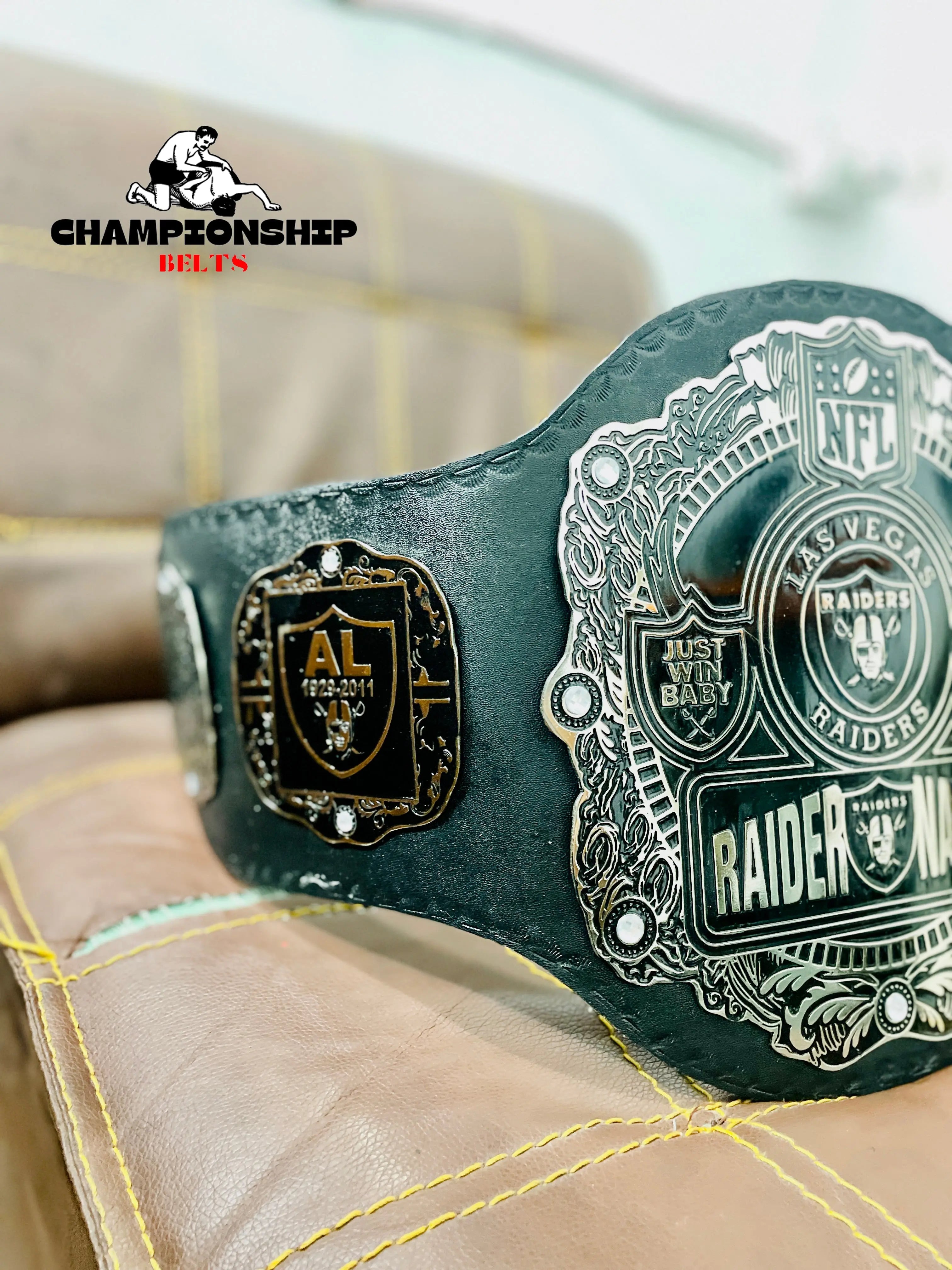 Las Vegas NFL Championship Belt Raiders Heavyweight NFL Title Belt