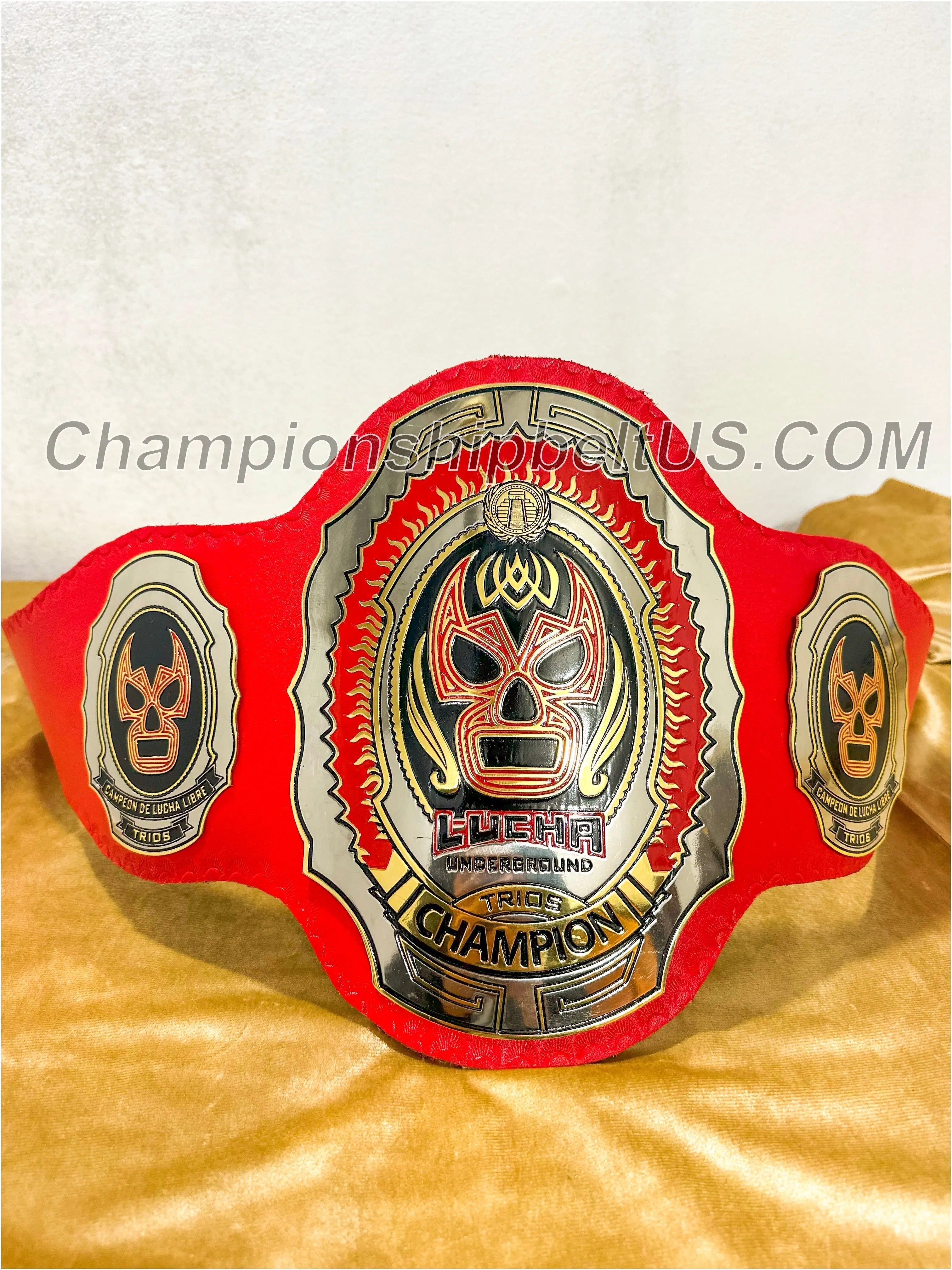 LUCHA Underground Trios Championship Replica Title Belt Red Leather