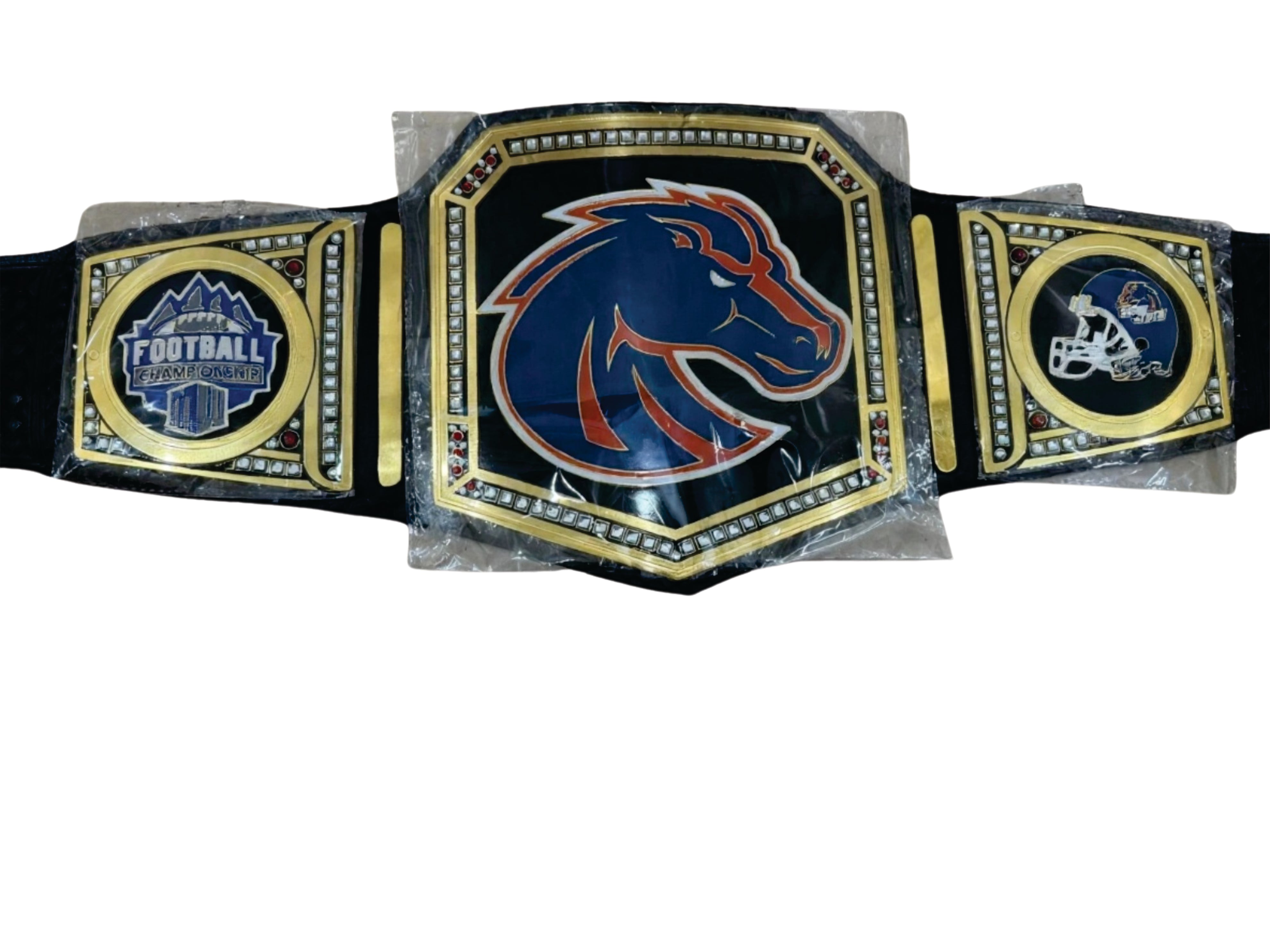 Boise State Broncos National Legacy Title Championship Belt Black Strap