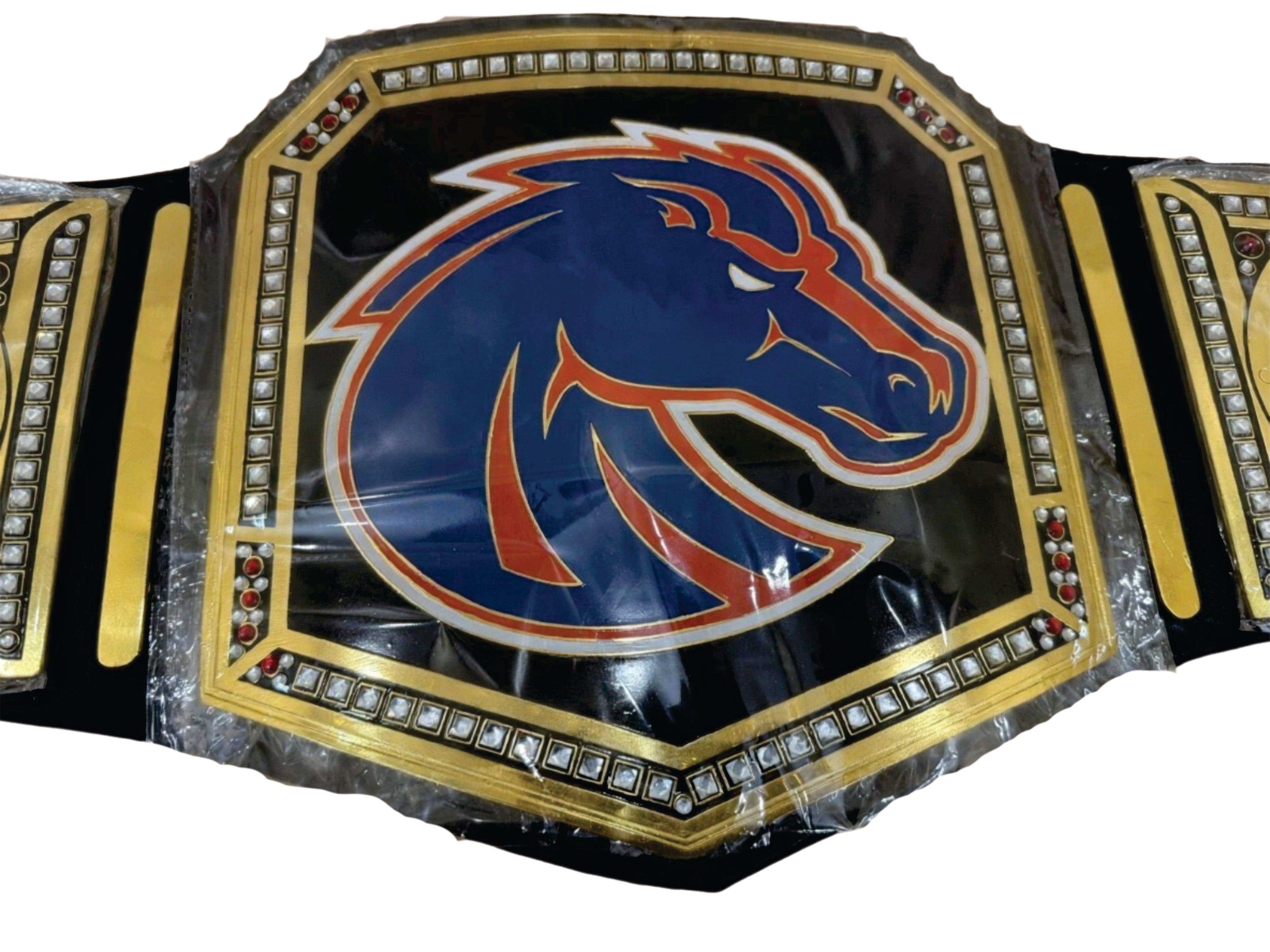 Boise State Broncos National Legacy Title Championship Belt Black Strap