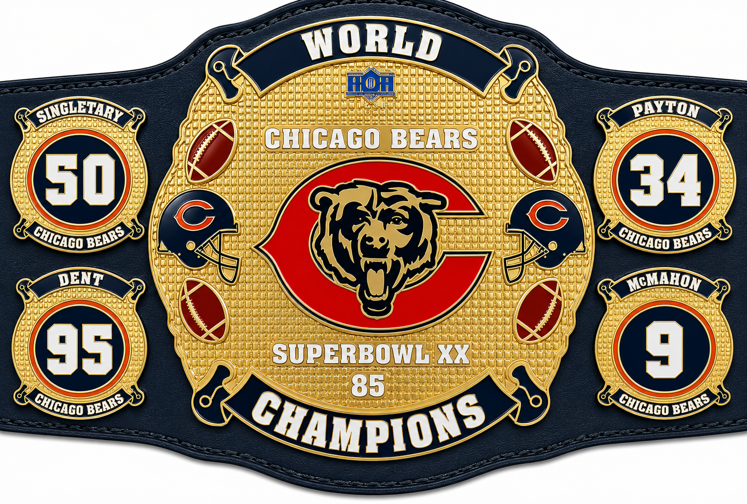 Superbowl Chicago Bears Championship Title Belt Adult Size Raplica 2mm Zinc