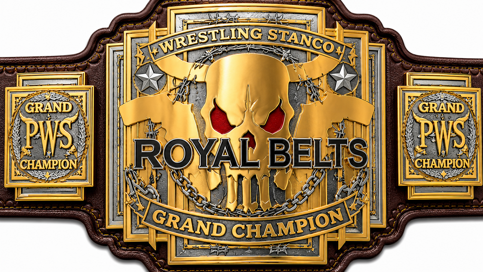 PWS Grand Wrestling Championship Title Belt Brass Plated