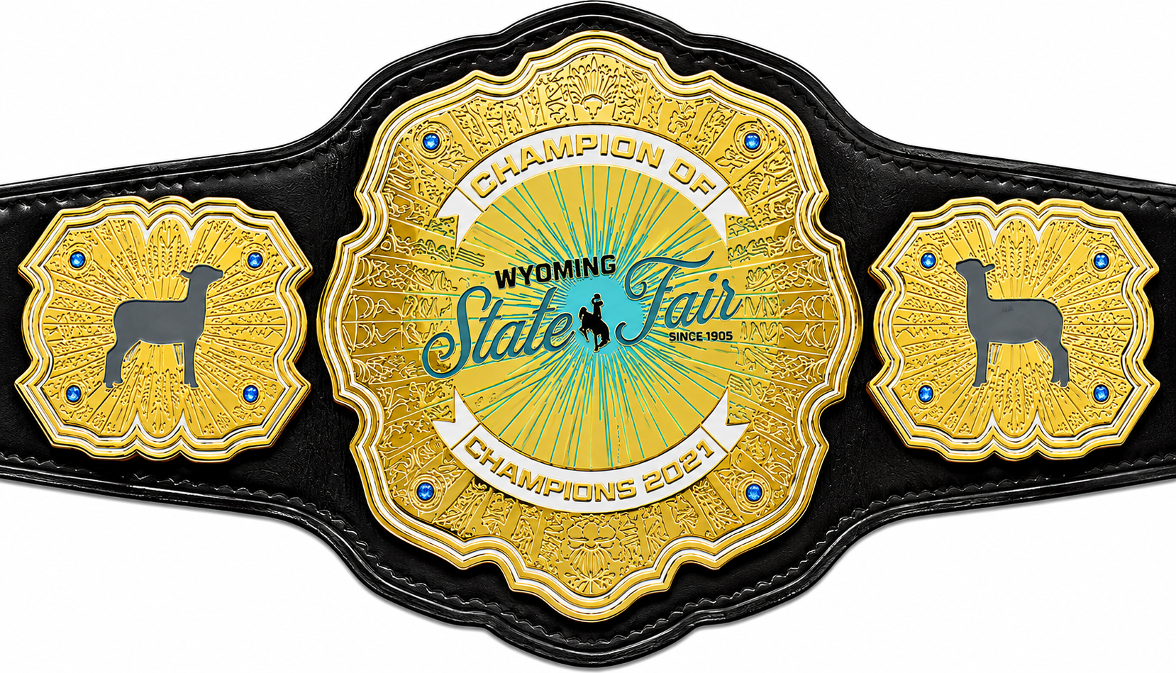 Custom Wyoming State Championship Title belt Cow Hide Leather Strap adult size
