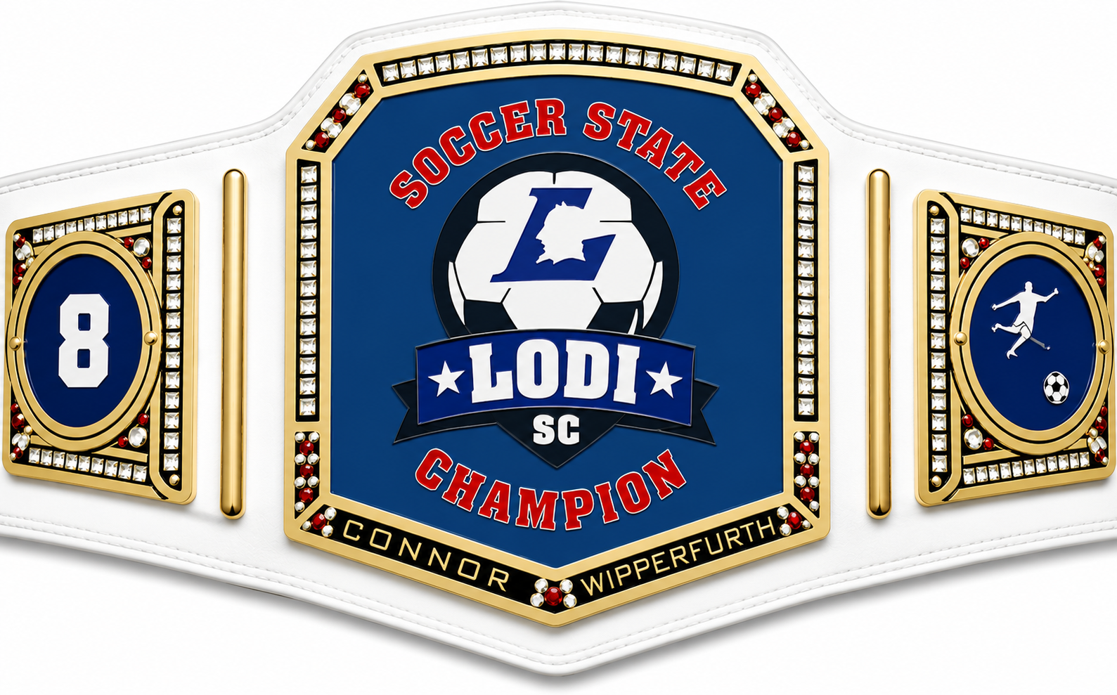 New Customise Soccer State Lodi Championship belt Adult Size