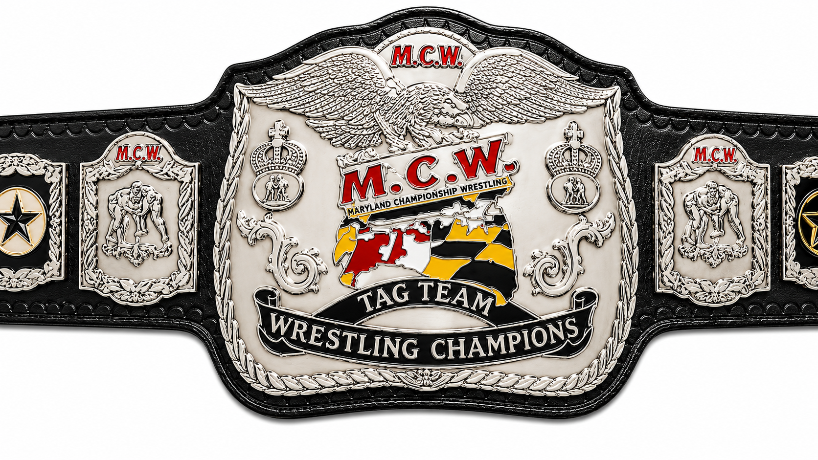 New MCW Tag team Wrestling Championship Title belt Zinc Metal Adult Size