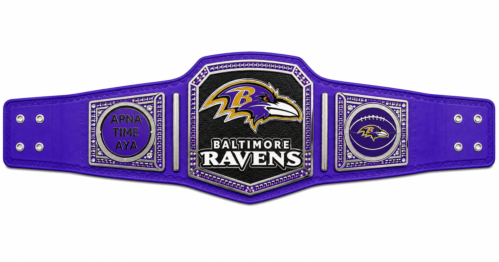 Custom Baltimore Ravens World football Championship Belt Adult Size 2MM Brass