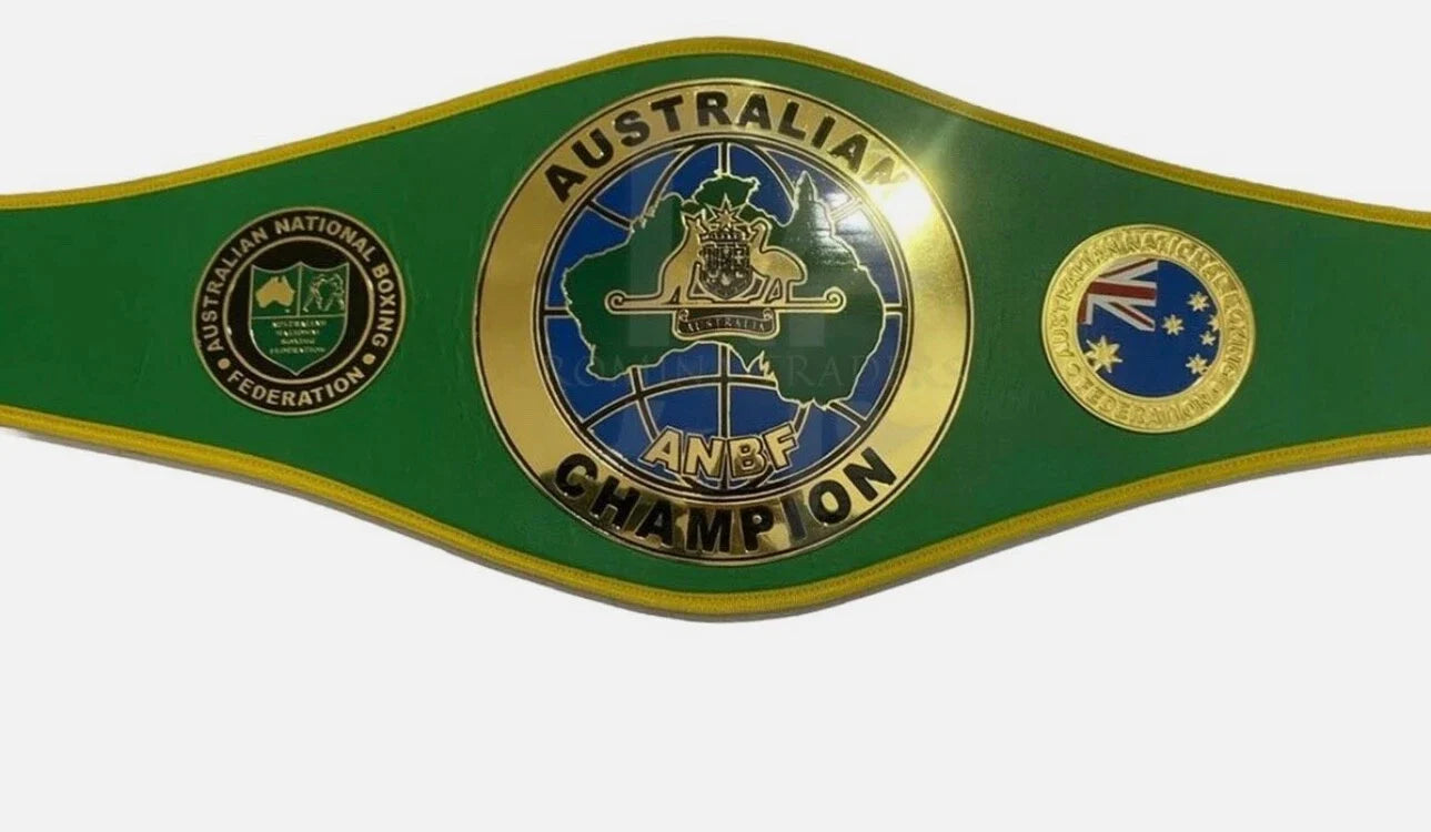 Australian Champion ANBF Boxing Title Belt Replica – Premium Brass Championship Belt with Real Leather Strap
