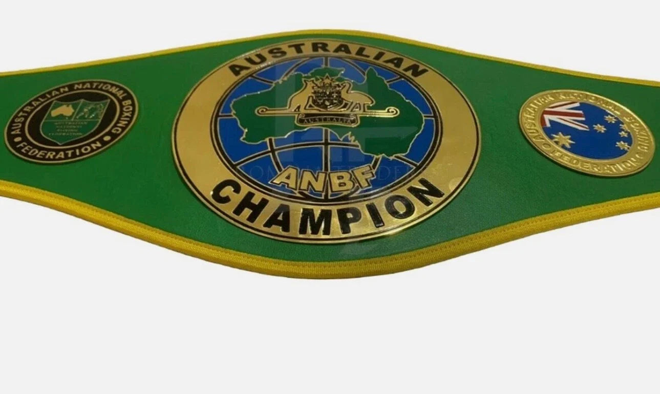 Australian Champion ANBF Boxing Title Belt Replica – Premium Brass Championship Belt with Real Leather Strap