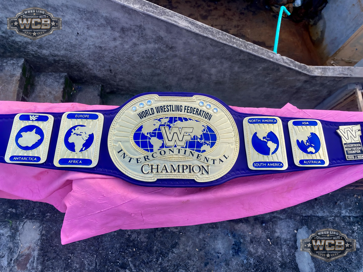 24K CNC WWF Intercontinental Championship Belt – Classic Blue Strap Replica Title