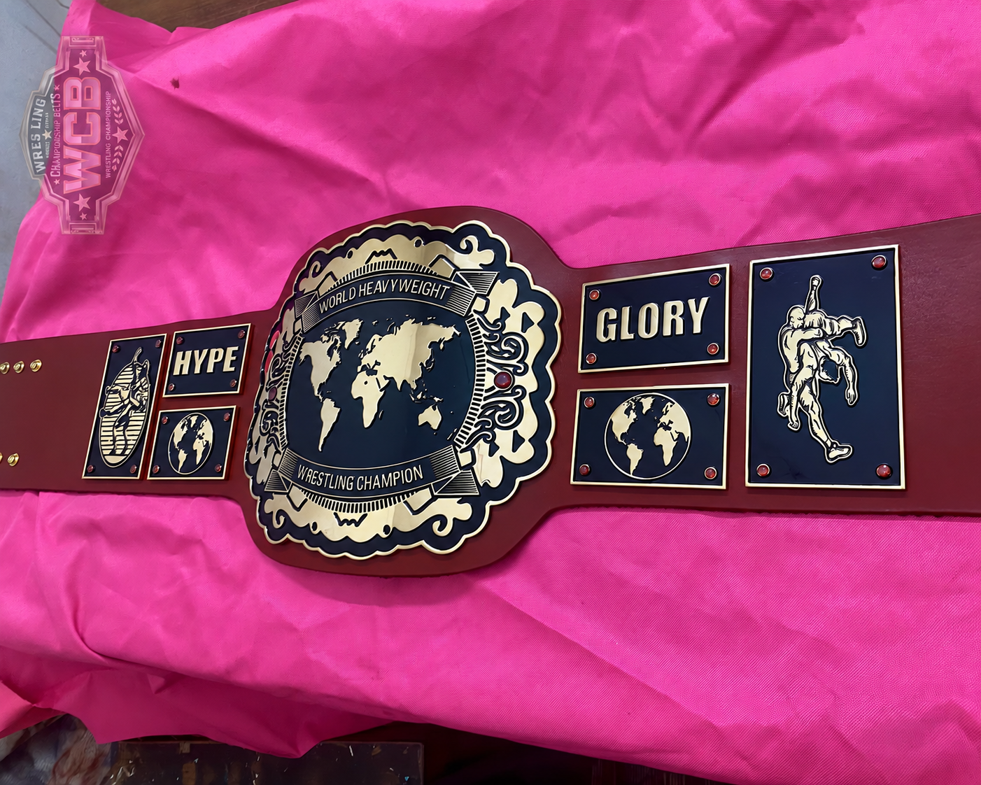 Vintage World Heavyweight Wrestling Championship Belt – Burgundy & Gold Replica