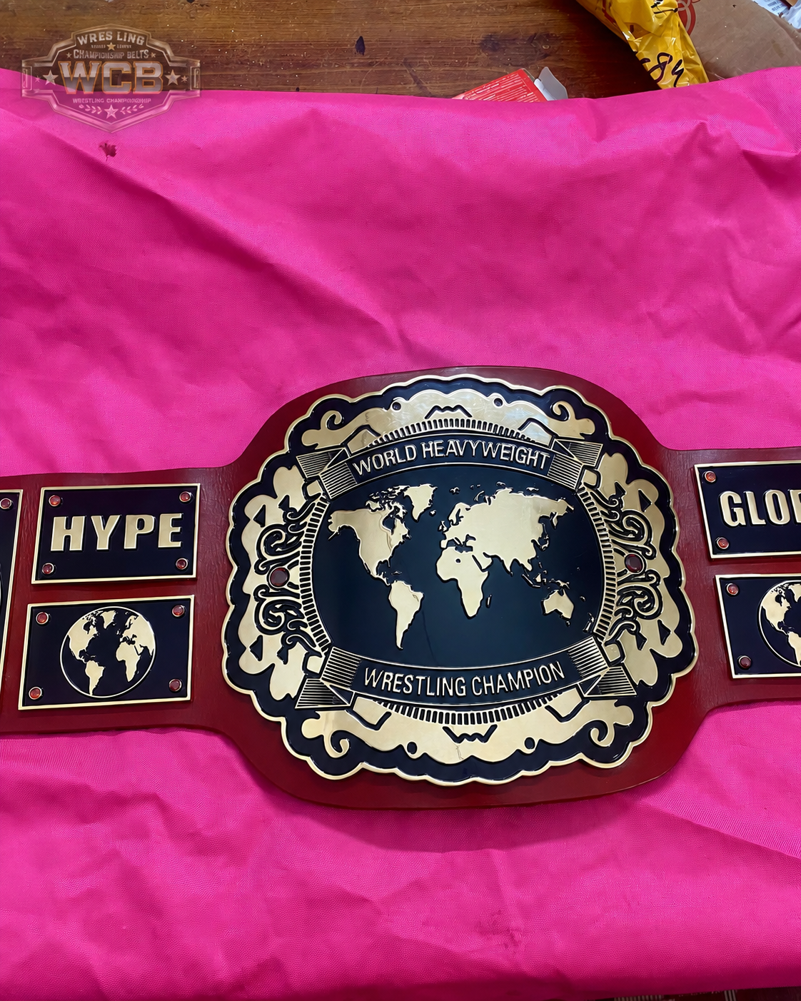 Vintage World Heavyweight Wrestling Championship Belt – Burgundy & Gold Replica
