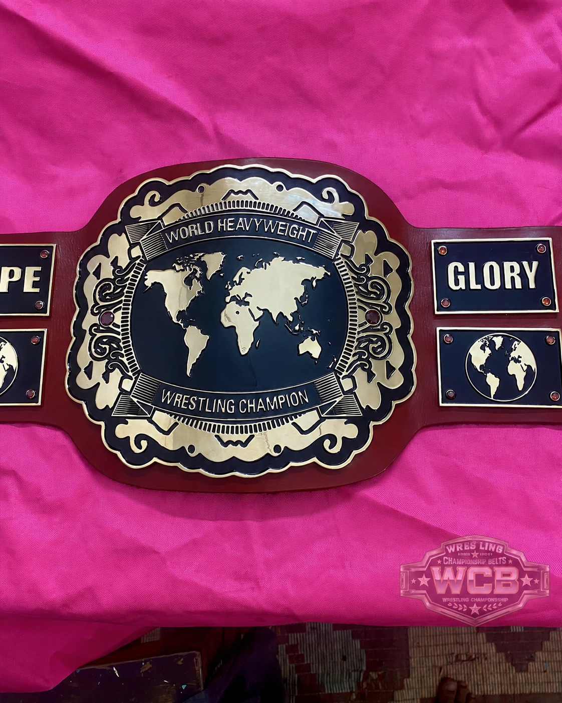 Vintage World Heavyweight Wrestling Championship Belt – Burgundy & Gold Replica