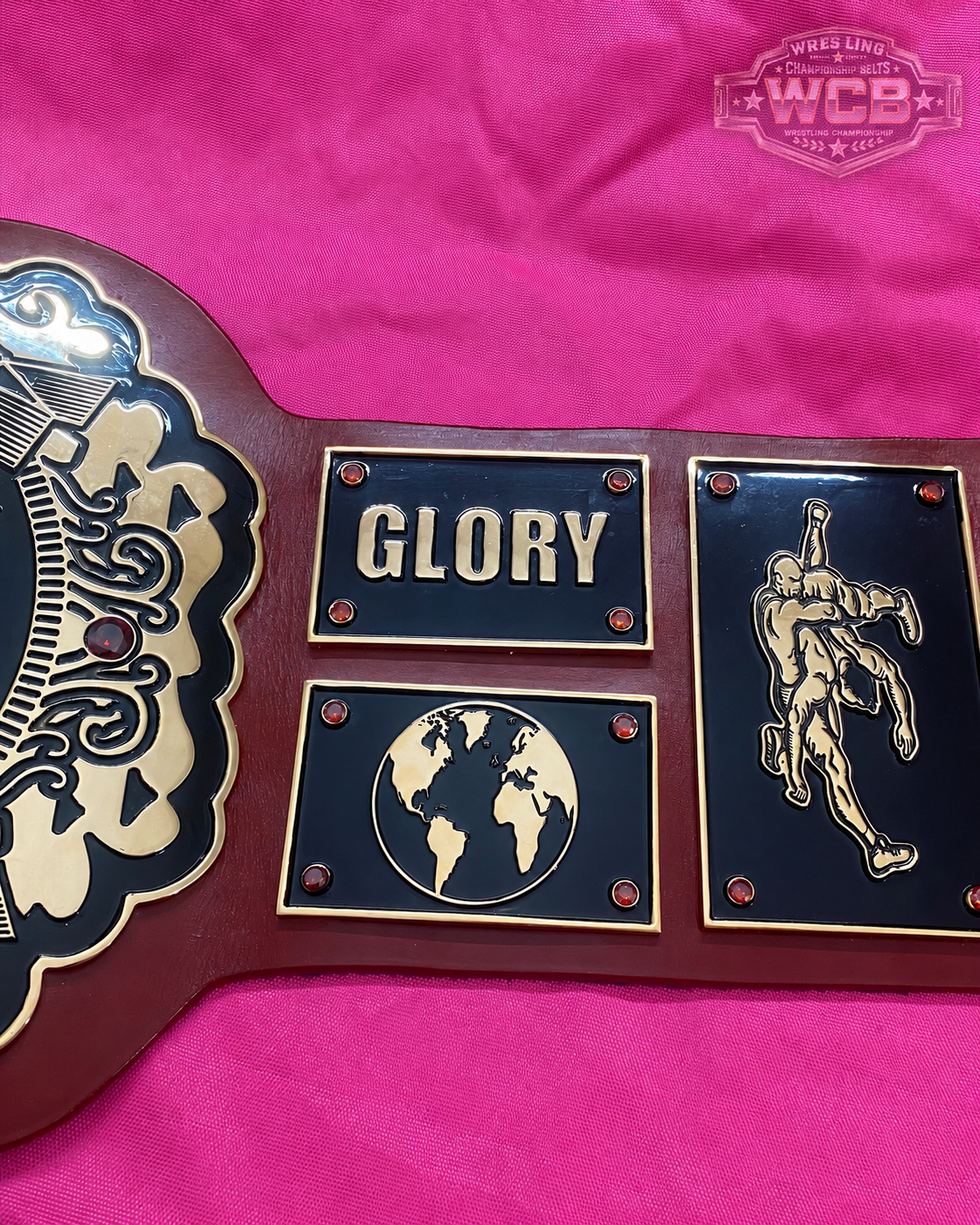 Vintage World Heavyweight Wrestling Championship Belt – Burgundy & Gold Replica
