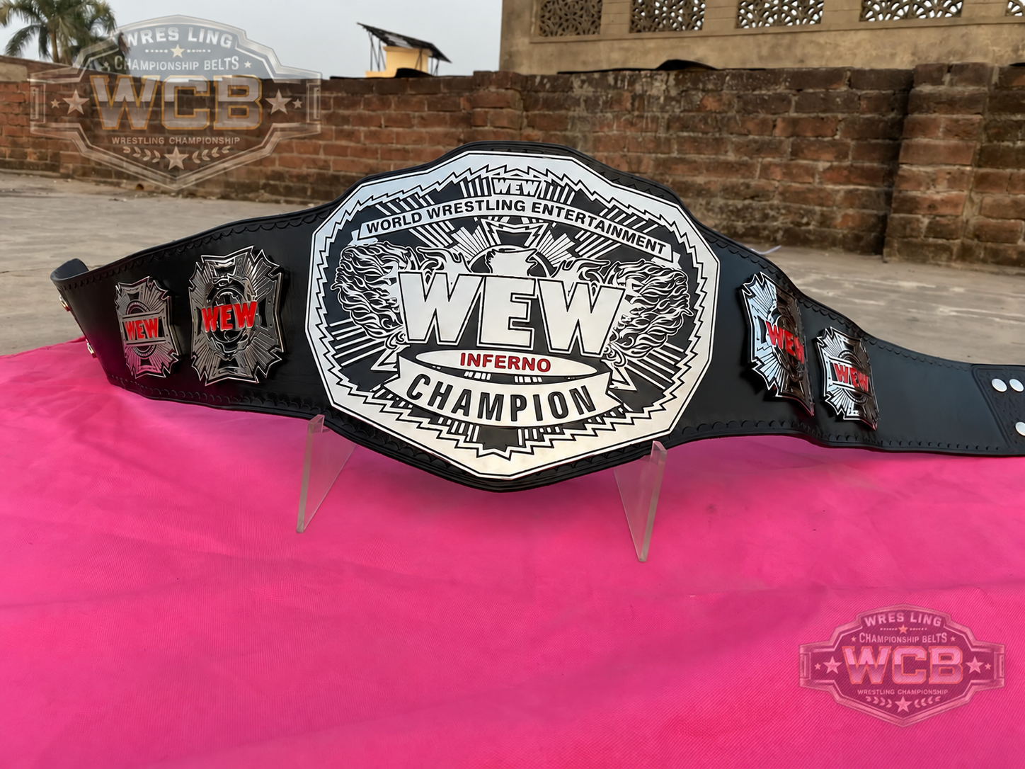 WEW Inferno Champion Wrestling Championship Belt – Black & Silver
