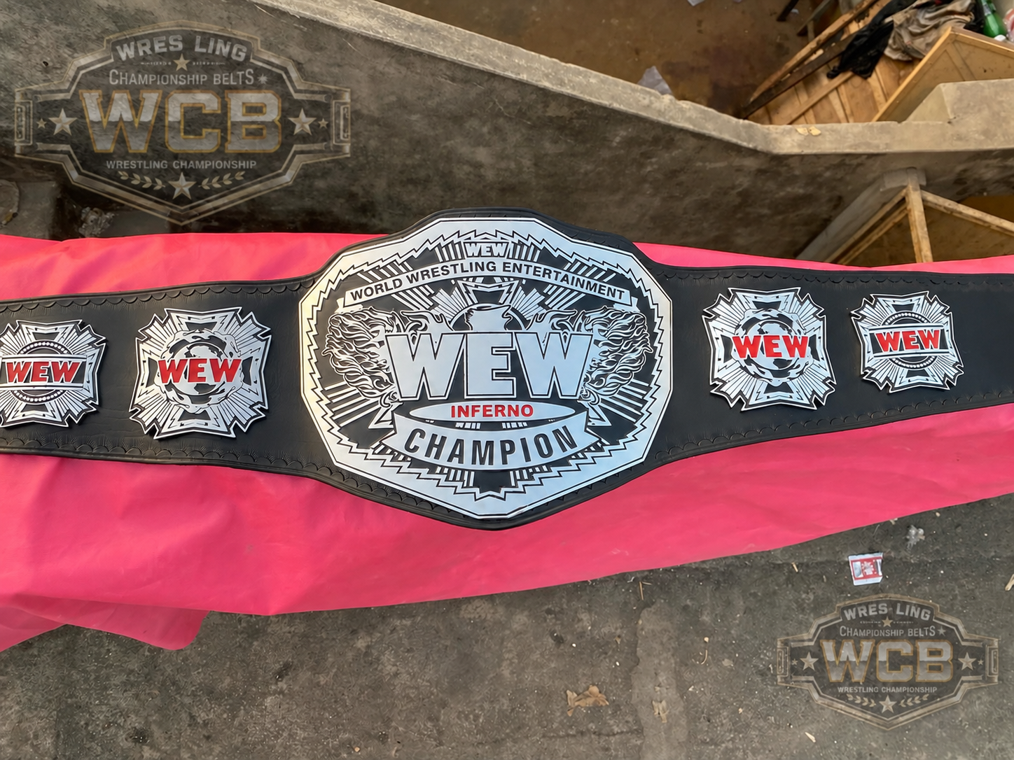 WEW Inferno Champion Wrestling Championship Belt – Black & Silver