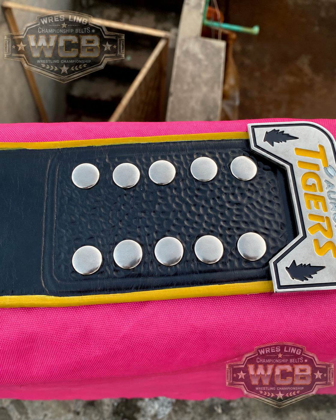 Aurora Tigers Custom Sports Championship Belt – Black, Silver & Gold