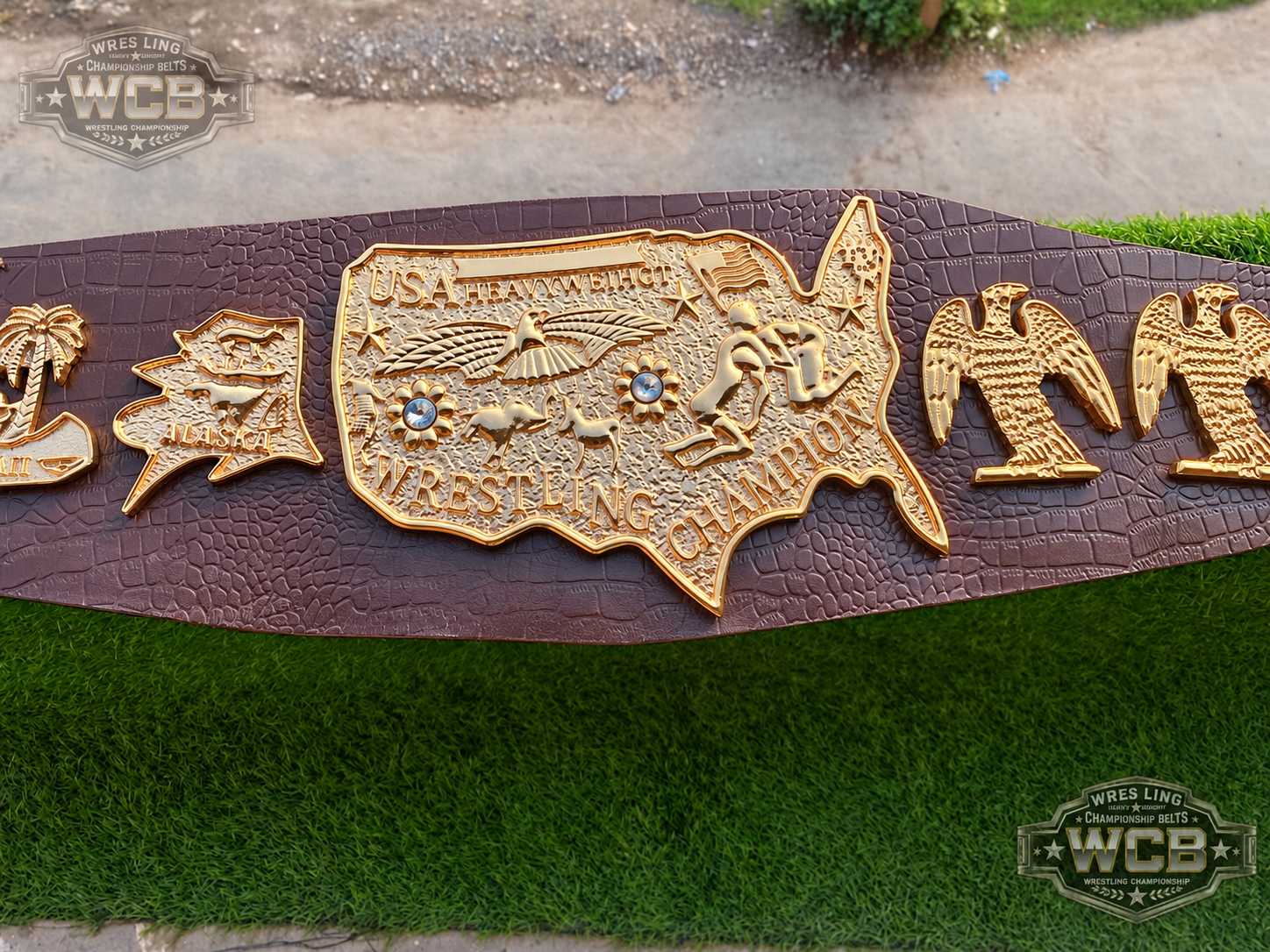 USA Wrestling Champion Belt – Brown & Gold Eagle Edition
