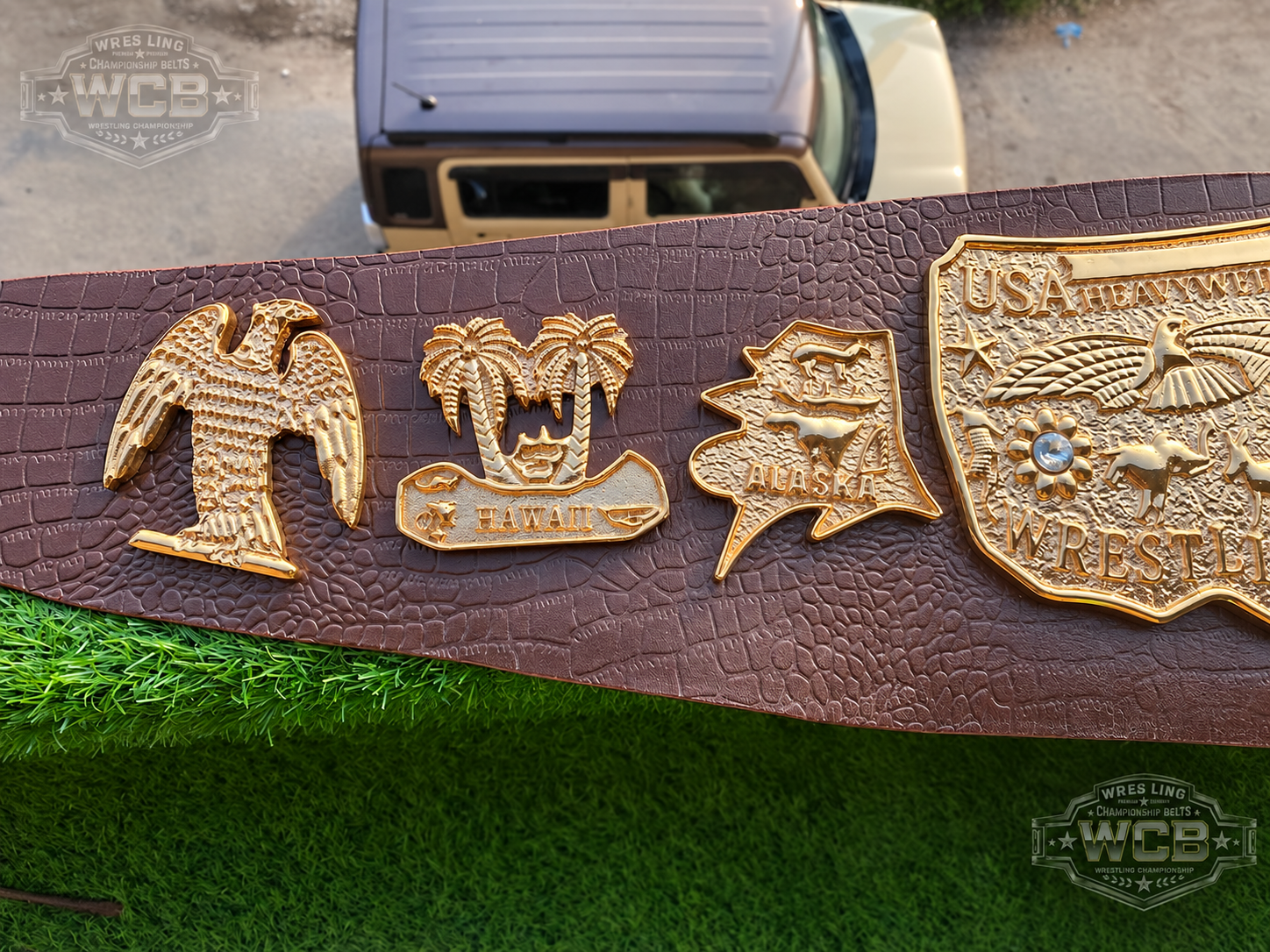 USA Wrestling Champion Belt – Brown & Gold Eagle Edition