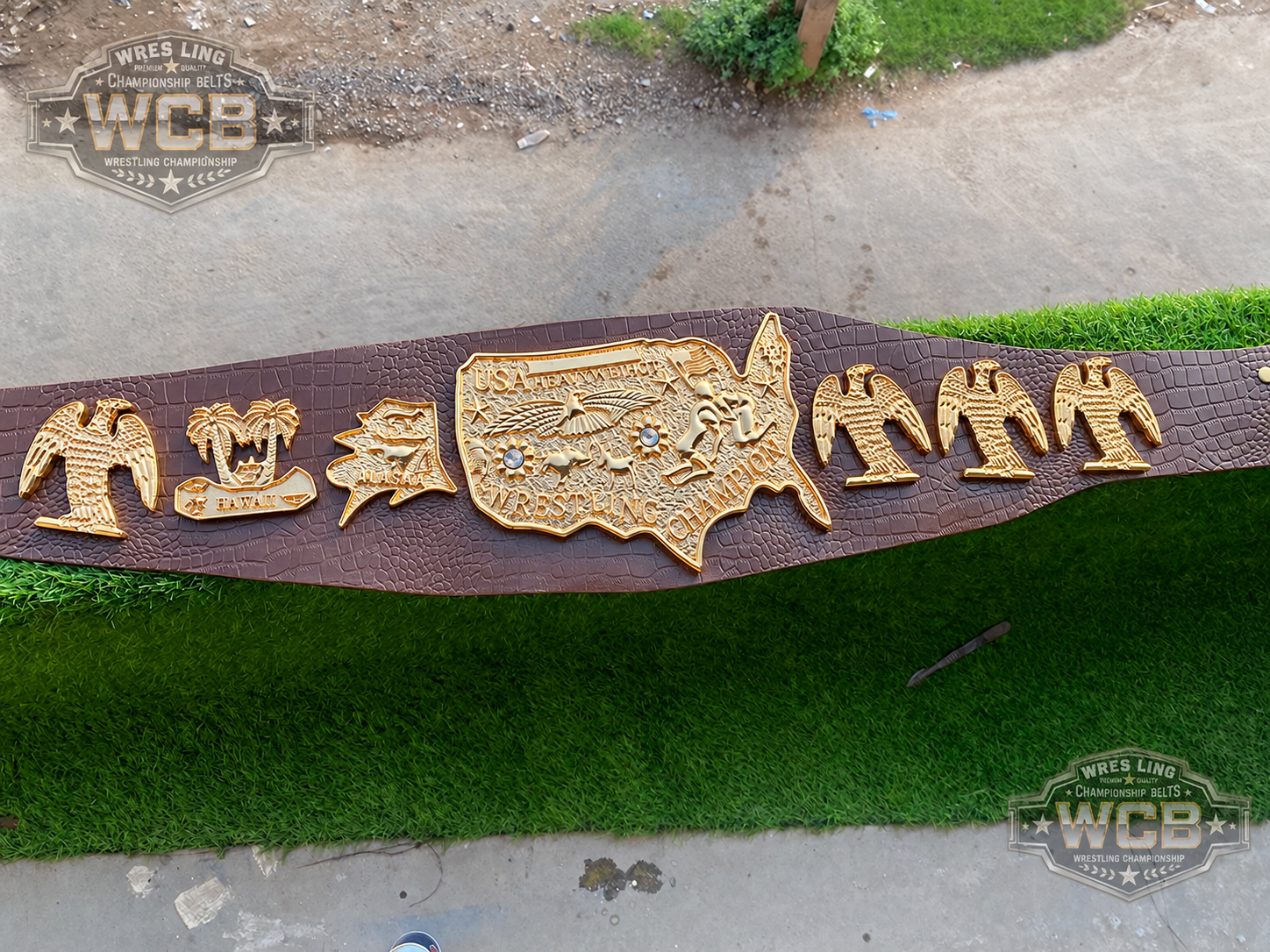 USA Wrestling Champion Belt – Brown & Gold Eagle Edition