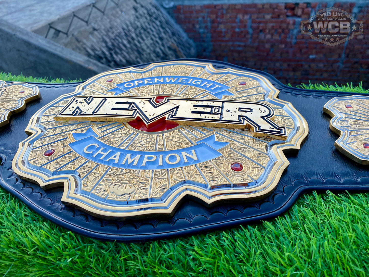 NEVER Openweight Champion Wrestling Belt – Black, Gold & Silver