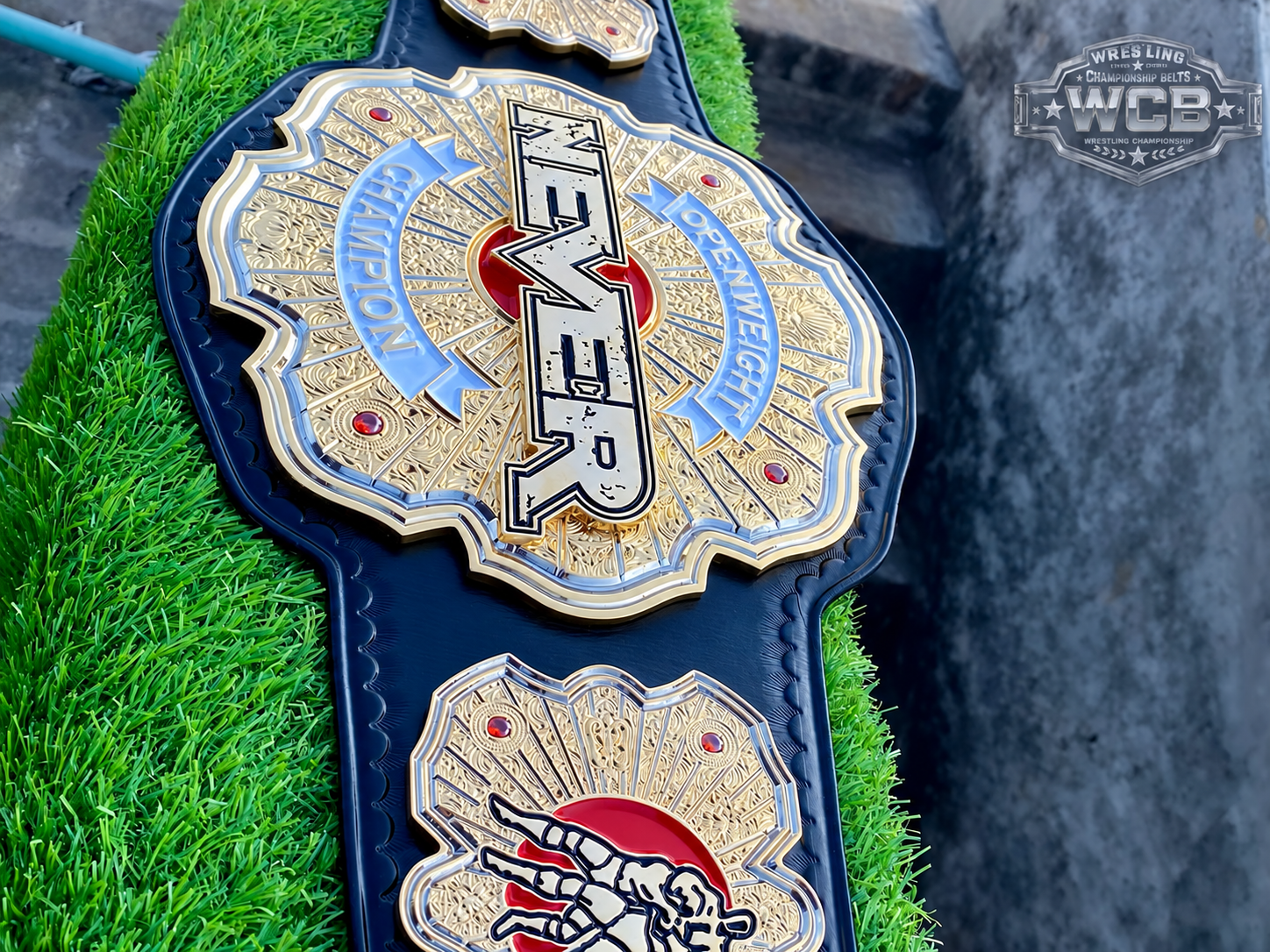 NEVER Openweight Champion Wrestling Belt – Black, Gold & Silver
