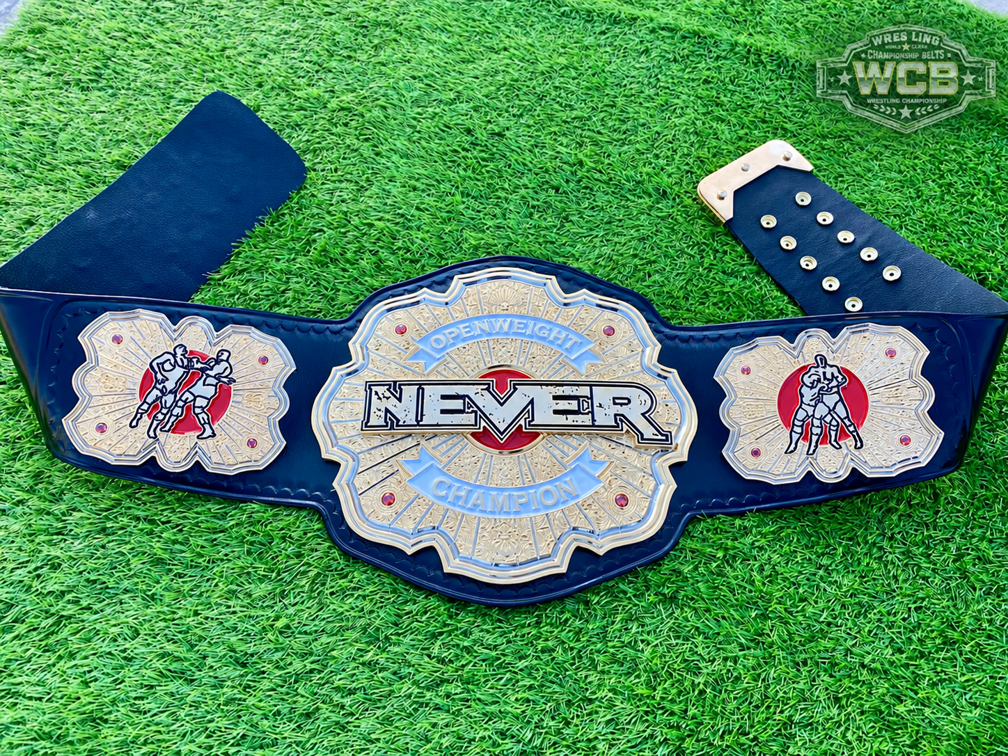 NEVER Openweight Champion Wrestling Belt – Black, Gold & Silver