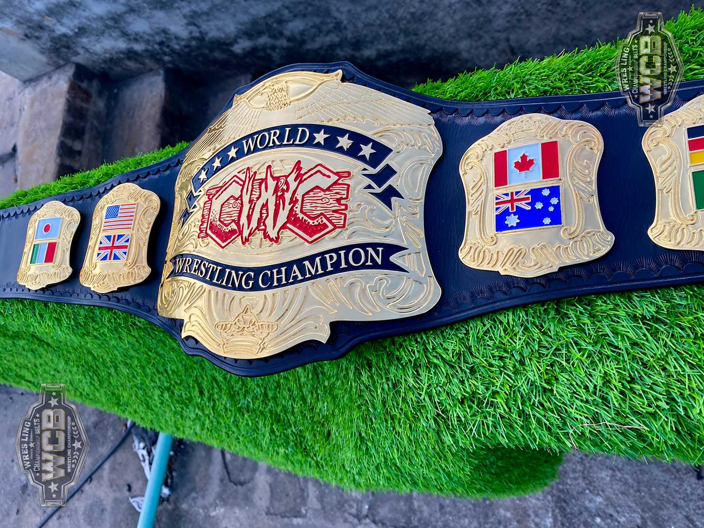 CWC World Wrestling Champion Belt – Navy Blue & Gold