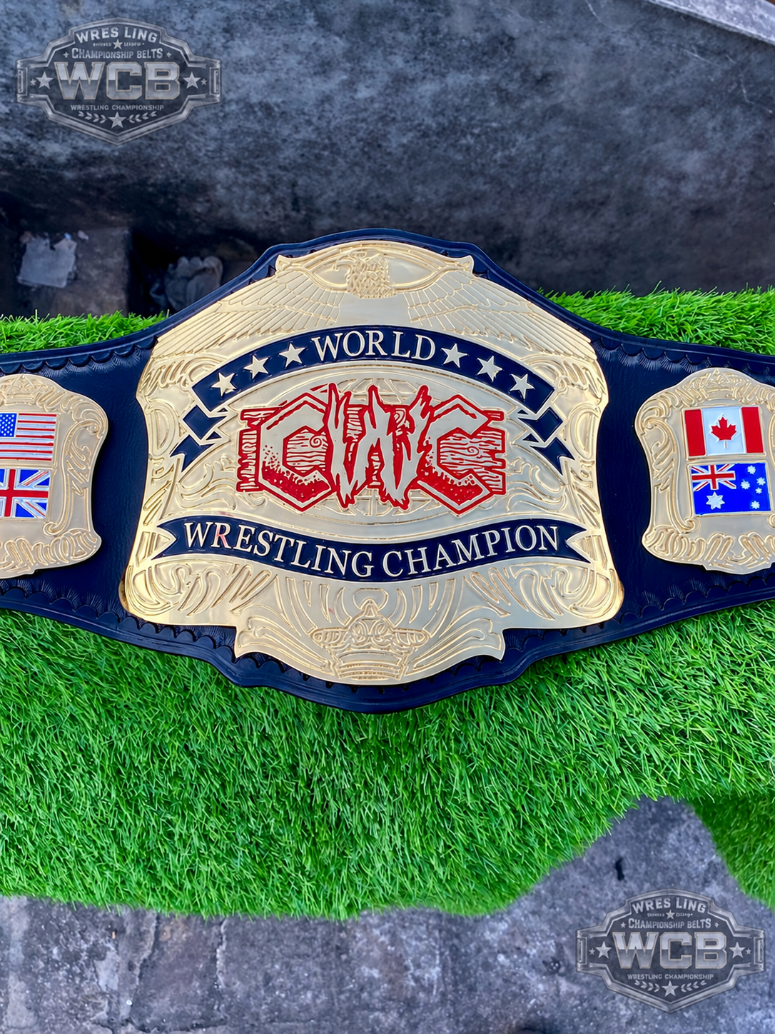 CWC World Wrestling Champion Belt – Navy Blue & Gold