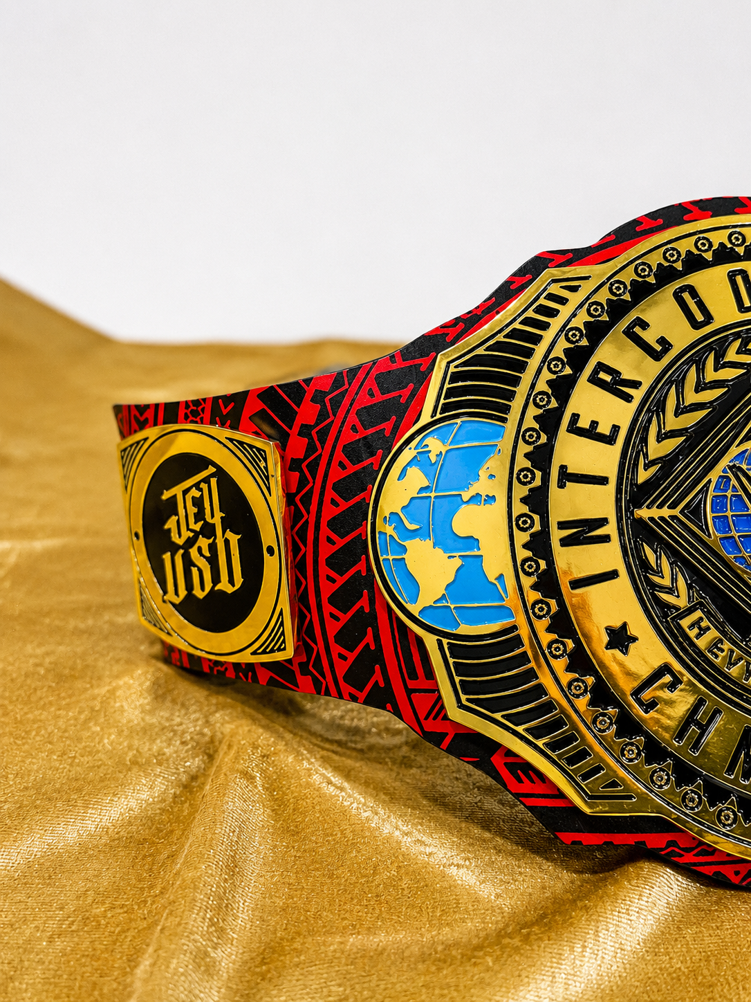 Jay Uso Intercontinental Championship Replica Title Belt - Red Strap
