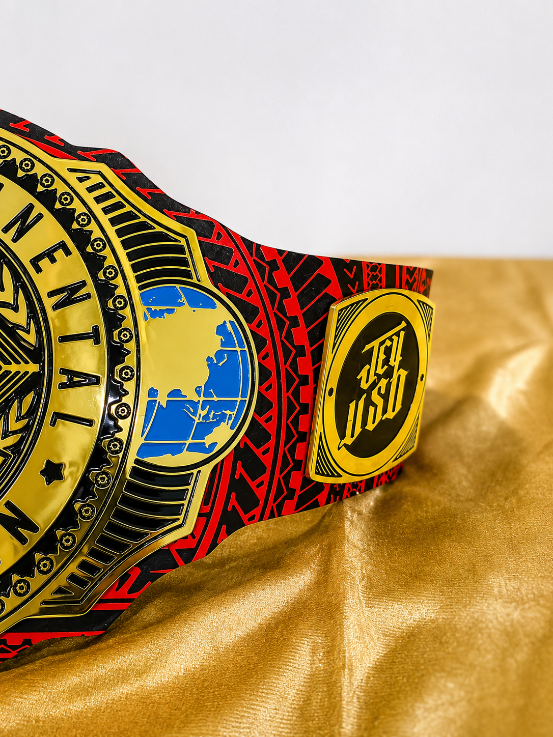 Jay Uso Intercontinental Championship Replica Title Belt - Red Strap