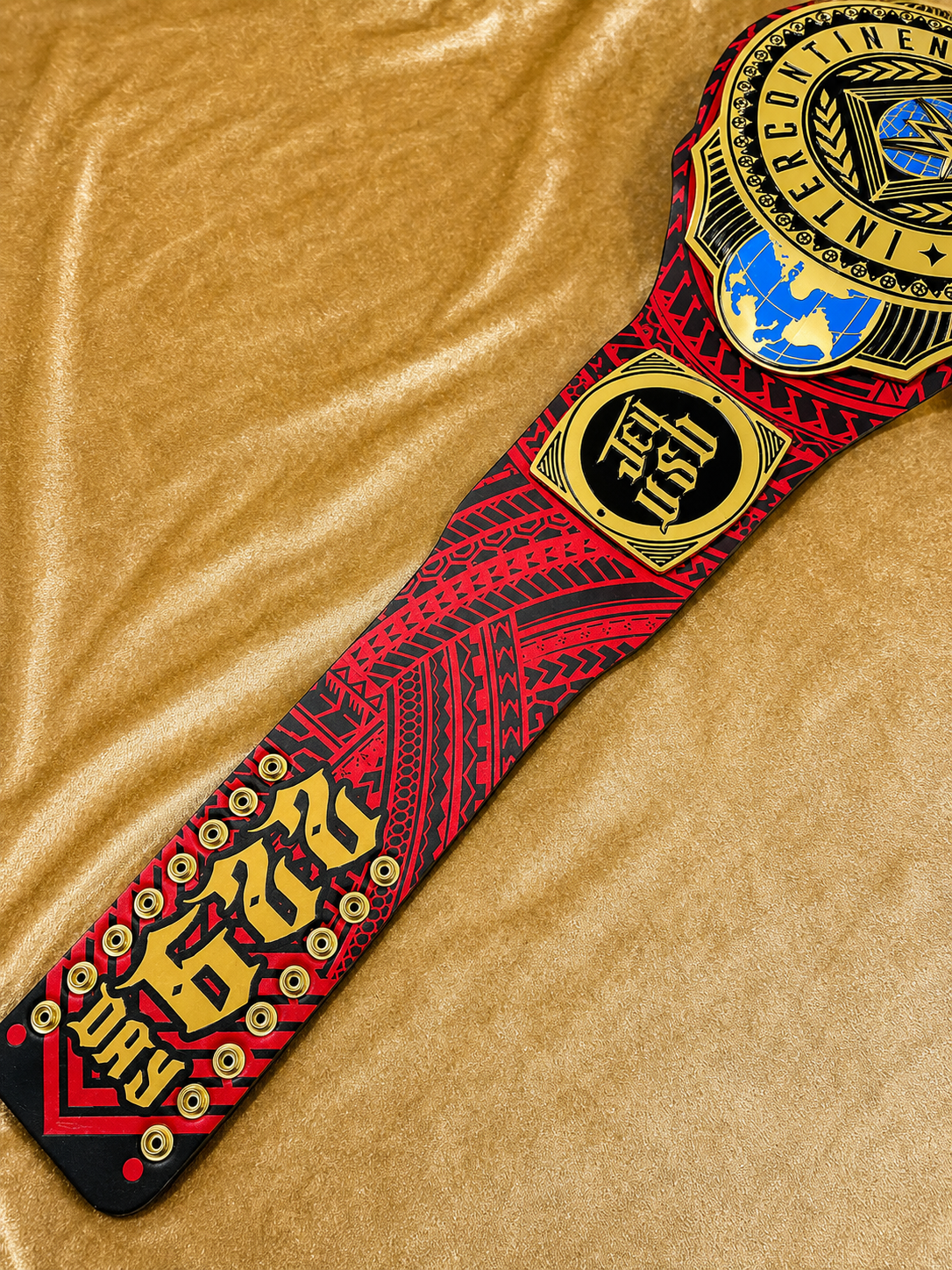 Jay Uso Intercontinental Championship Replica Title Belt - Red Strap