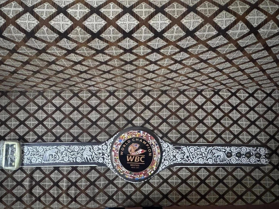 WBC Mestizo Mayo 2021 Boxing Belt Replica – 6MM Diecast Brass Plates & Genuine Leather Championship Belt