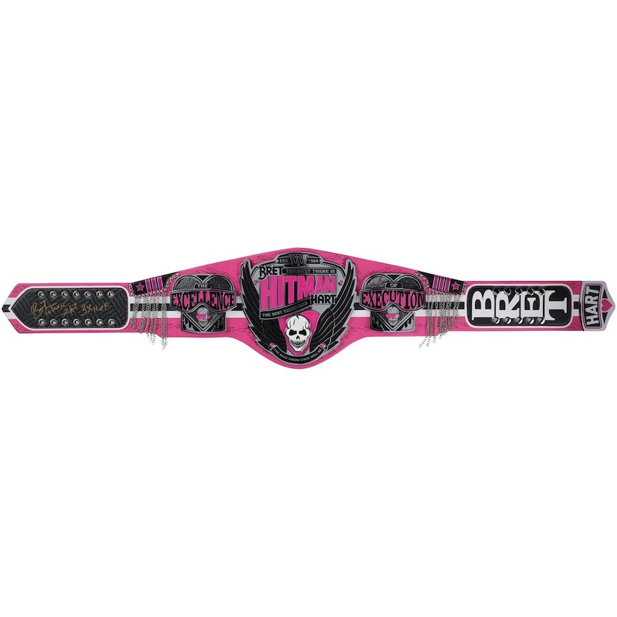 Bret Hart Autographed Signature Series Championship Replica Title Belt with Inscription