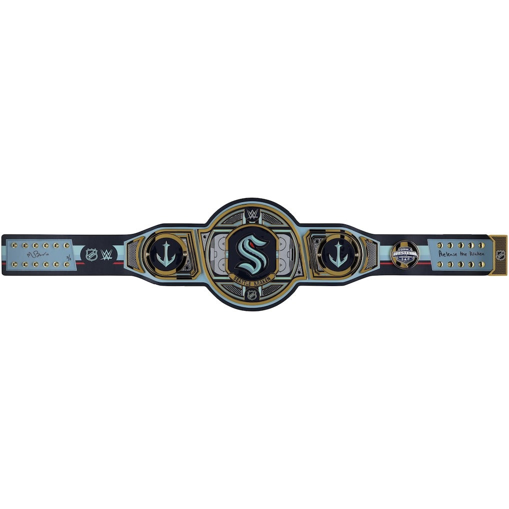 Matty Beniers Seattle Kraken Autographed WWE Legacy Title Belt