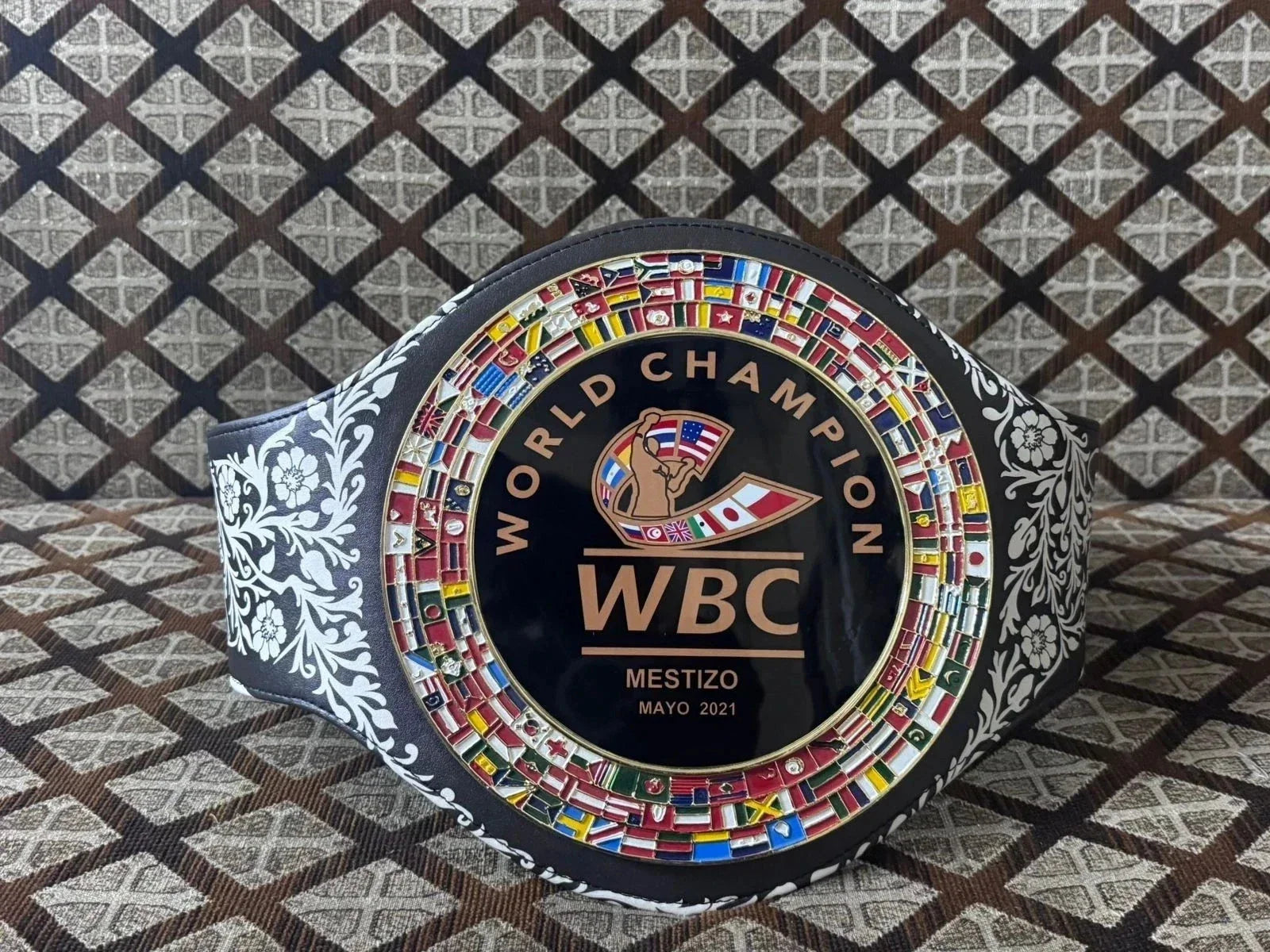 WBC Mestizo Mayo 2021 Boxing Belt Replica – 6MM Diecast Brass Plates & Genuine Leather Championship Belt